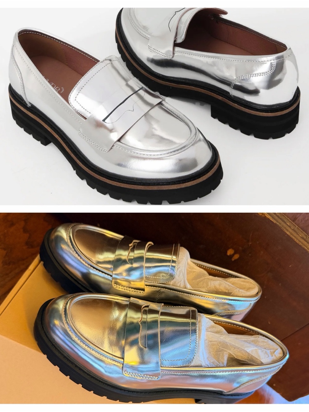 10 WYDR Taylor Classic Leather Loafers Metallic Yellow NIB
